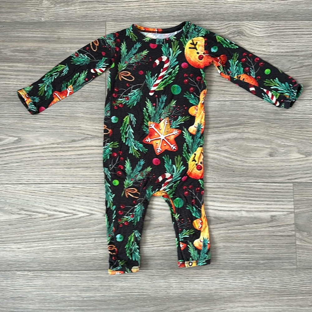 Little Bum Bums - 9-12m - Bamboo Make It Rein Gingerbread Romper w/ Snaps